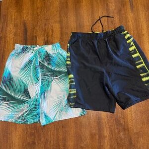 Nike Teal/White Yth  L  Board shorts & Nike Black/neon men's small Board shorts